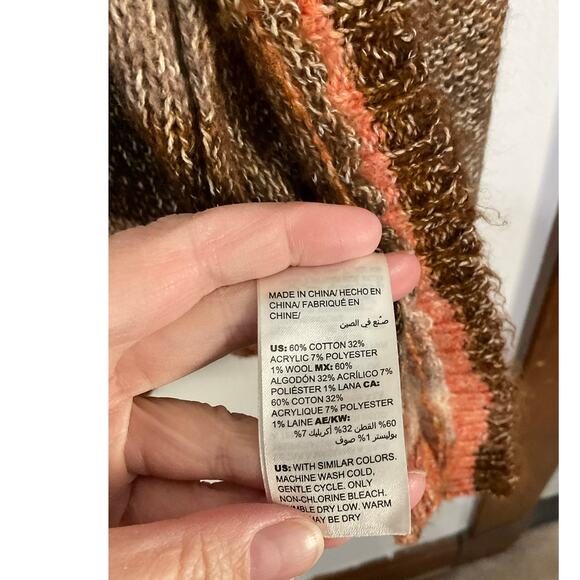 Chico's Boho Women's Long Duster Sweater Cardigan Size Small Sunset Orange Brown - Picture 7 of 7